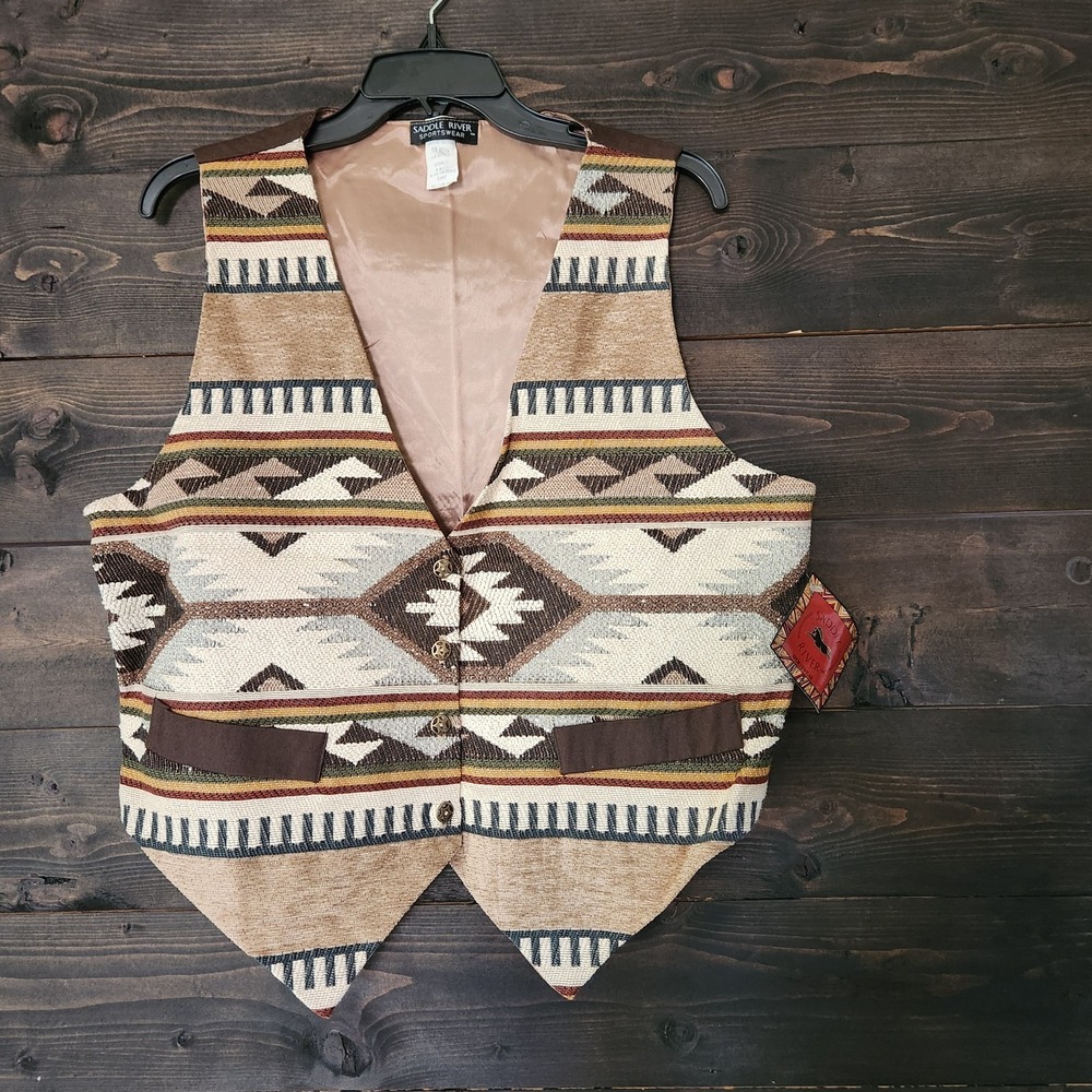 Saddle River Tapestry Vest‎ Women's XL Southwestern Aztec Western Cowgirl NWT